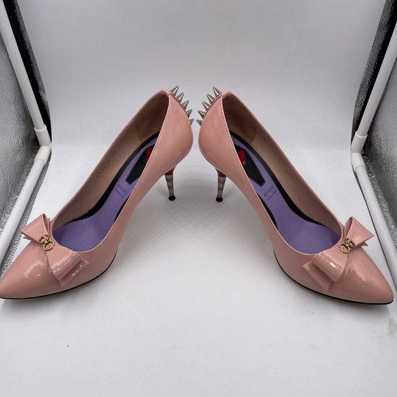 Gucci Pink Patent Leather Spiked Pumps Size 39 - Picture 1 of 5